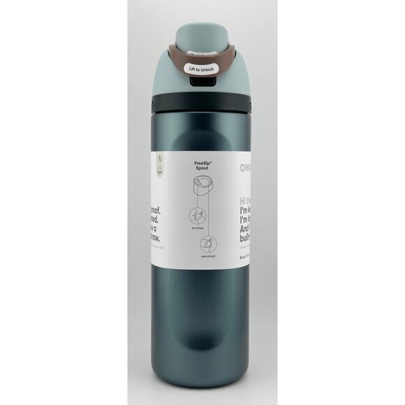 Owala HOLIDAY EDITION 24 oz FreeSip Water Bottle, METALLIC WINTERGREEN GREEN - Picture 2 of 7
